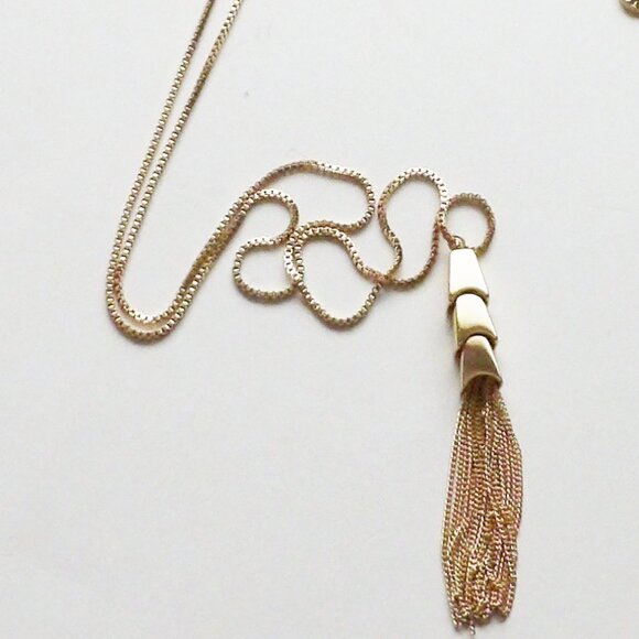 Vince Camuta Gold Tone Tassel Necklace Longer Length NWT - Picture 3 of 8